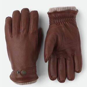 Hestra Utsjö Elk Fleece Huckberry Chestnut Brown Leather Gloves